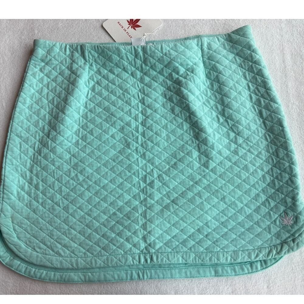 NWT Made in PERU BOAST Back in Play Women's Quilted Skirt Aqua Cotton Blend M